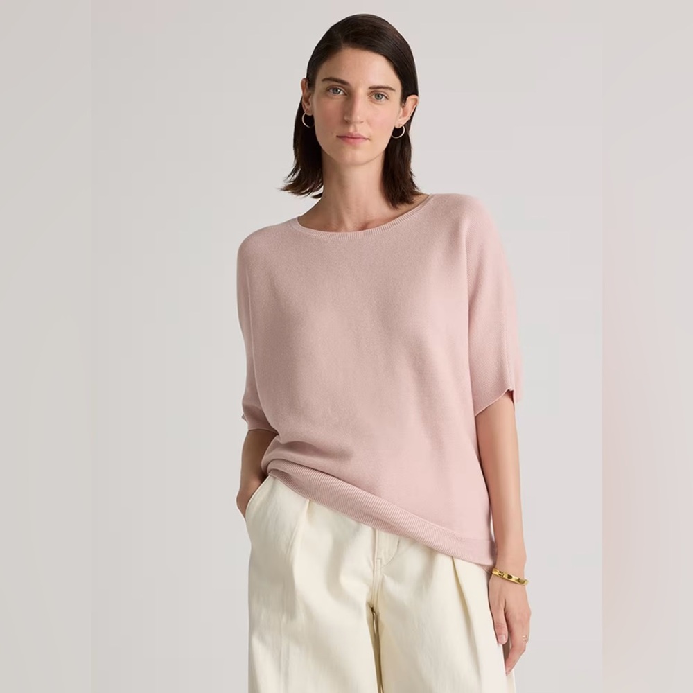 Quince Light Pink Cowl Neck Sweater Soft Knit